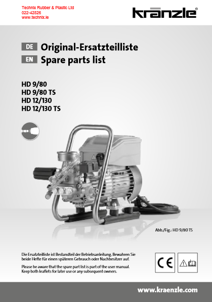 Kranzle HD12-130 Parts - Technix Mallow