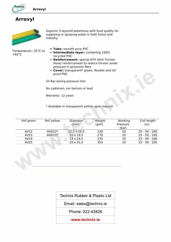 arrovyl hose technix rubber & plastic mallow co cork