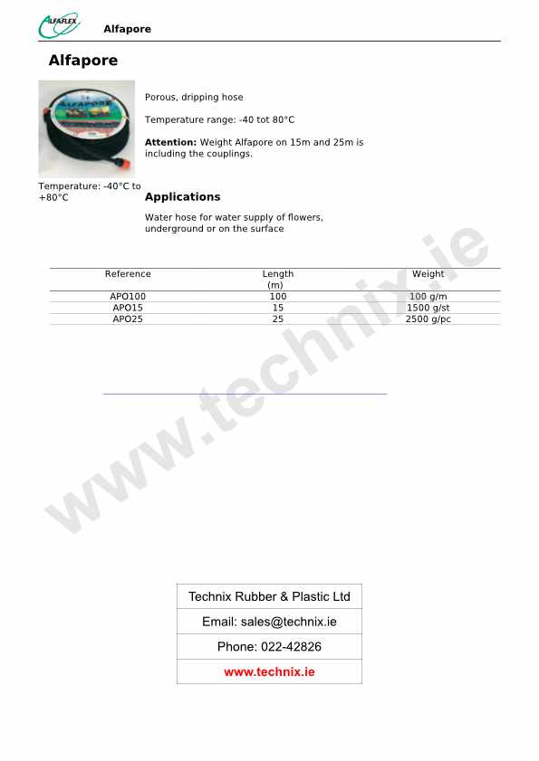 drip hose alfapore technix rubber & plastic mallow co cork